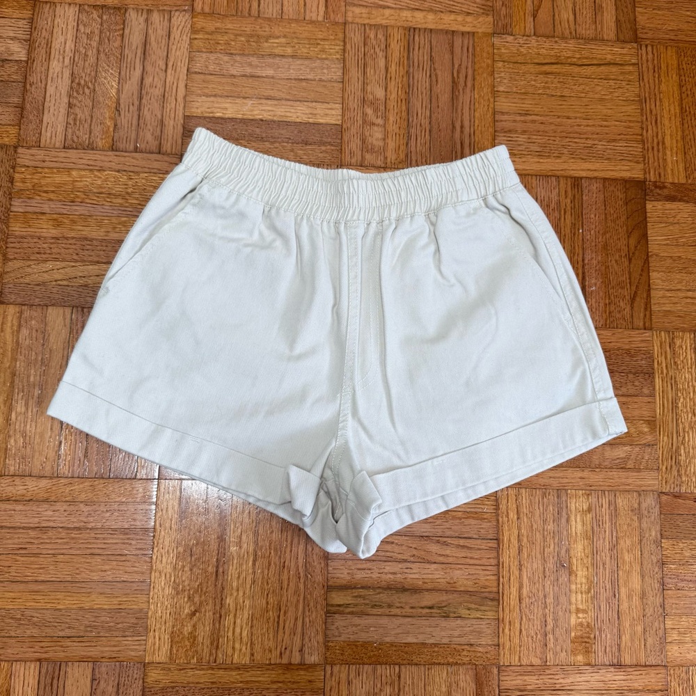 Cream Structured Shorts